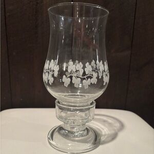 Floral Etched Glass candle holder